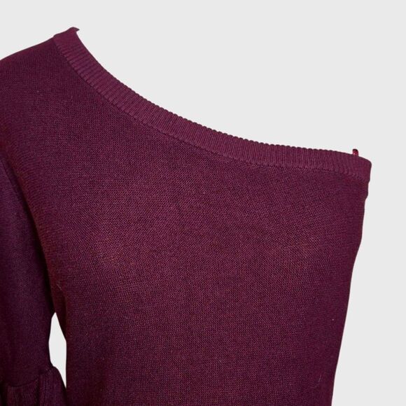 Rebecca Minkoff Deep Grape Purple Off-the-Shoulder Sweater NWT - Picture 3 of 7